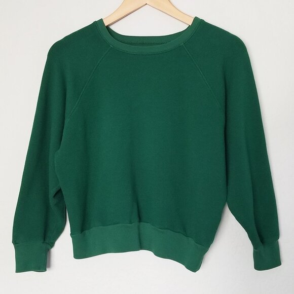 REFORMATION Hunter Rio Crew Neck Cropped Sweatshirt XS Pine Green SOFT Cozy - Picture 5 of 16